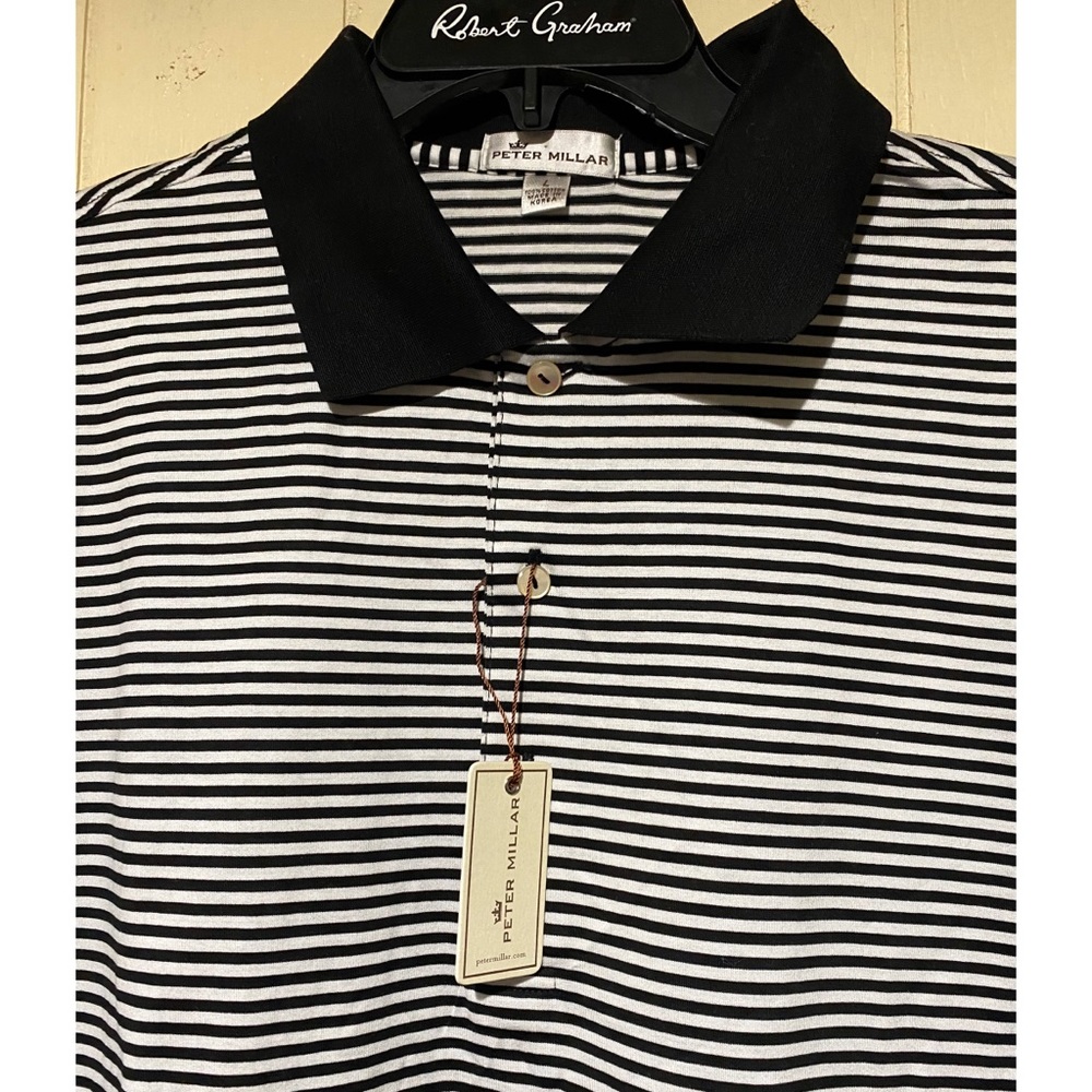 Peter Millar Polo black & white Shirt Size: Large